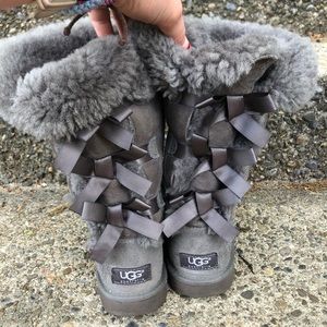 Gray Bailey Bow Tall Ugg Boots 